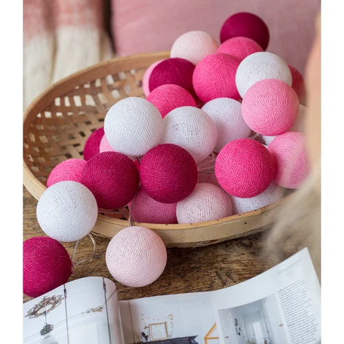 Гирлянда Cotton ball lights на 10 шаров 2,7м, Pink фото 6