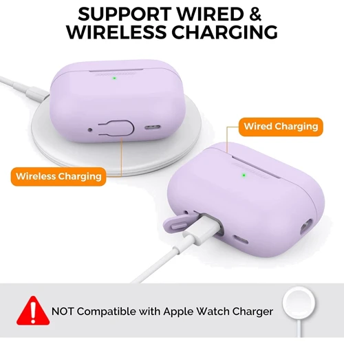 Чохол для навушників AhaStyle Silicone Case with strap Lavender (X003E43NBX) для Apple AirPods Pro 2 фото 2
