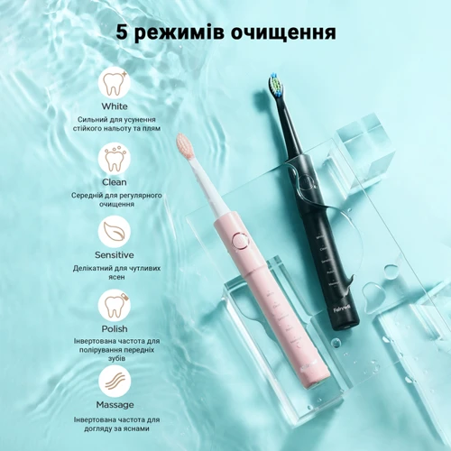 Зубная щетка Fairywill P11 black: Технология чистки звуковая