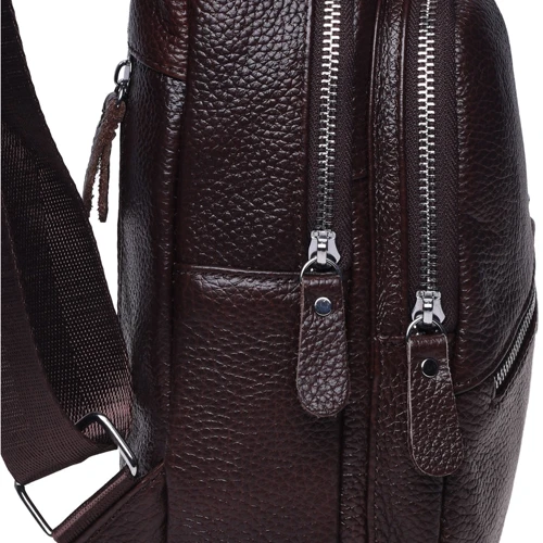 Чоловіча сумка-слінг Borsa Leather коричнева (K1330-brown): Країна виробник Тайвань