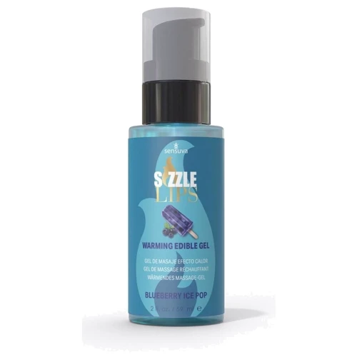 Зігріваючий масажний гель Sensuva Sizzle Lips Blueberry Ice Pop (59 мл), без цукру, їстівний: Тип гель