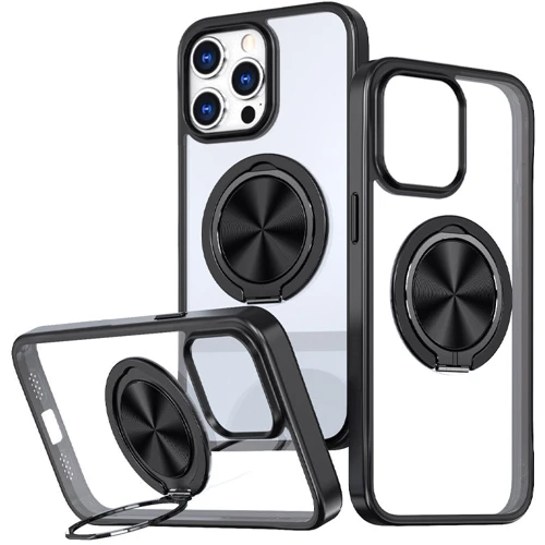 Чохол для iPhone Mobile Case TPU+PC Metal Ring with MagSafe Black для iPhone 14 Pro Max