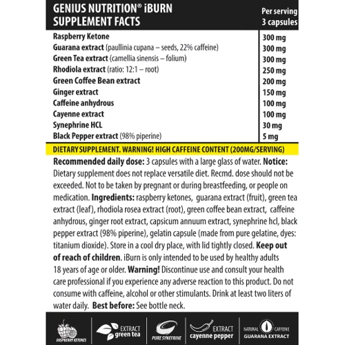 Жиросжигатель Genius Nutrition iBurn 90 caps / 30 servings: Пол Унисекс