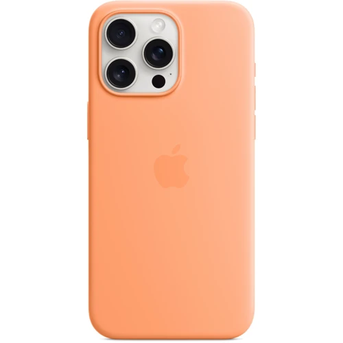 Чехол для iPhone Apple iPhone 15 Pro Max Silicone Case with MagSafe - Orange Sorbet (MT1W3ZM/A): Материалы Силикон