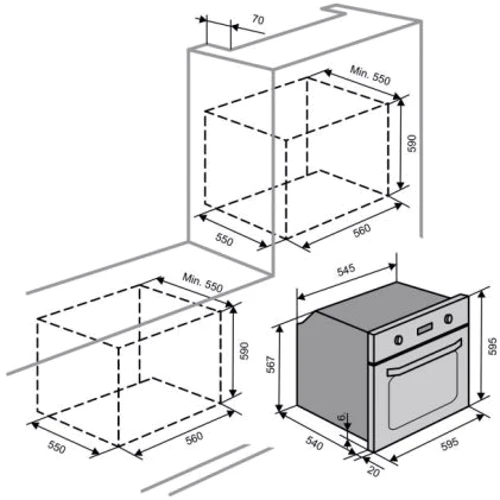 Духова шафа електрична Ventolux EO56M-6K BK/X: Об'єм, л 56