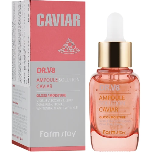 FarmStay DR.V8 Ampoule Solution Caviar Сироватка з екстрактом чорної ікри 30 ml
