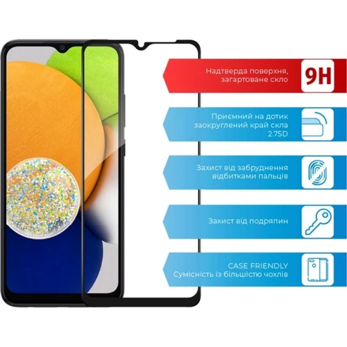 Аксессуар для смартфона ACCLAB Tempered Glass Full Glue Black for Samsung A035 Galaxy A03: Тип защитное стекло