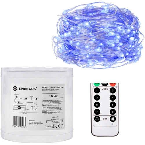 Гирлянда Springos 9.9 м 100 LED голубая (CL0103): Тип Линейная