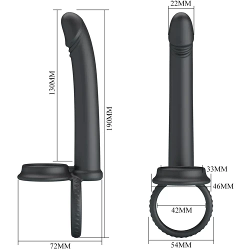 Кільце ерекційне з насадкою для анального сексу LYBAILE Pretty Love - Moses Black (BI-210332)