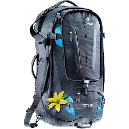 Рюкзак Deuter Traveller 60 + 10 SL black-turquoise (3510015-7321): Цвет черный