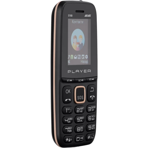 Мобільний телефон 2E S180 2021 DualSim Black & Gold (UA UCRF): Вбудована пам'ять 32 МБ
