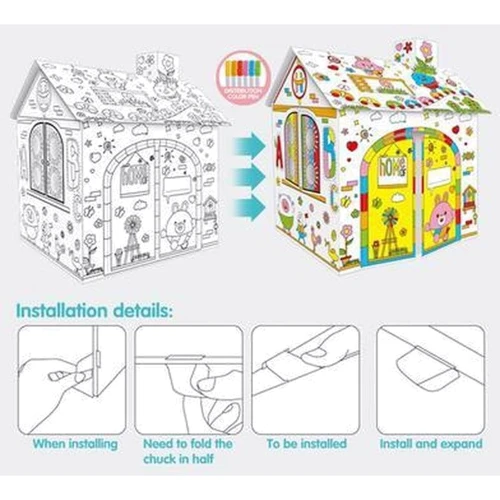 Ігровий дитячий намет DIY Doodle Будиночок-розмальовка (у коробці) (Z 026 B): Виробник Noname