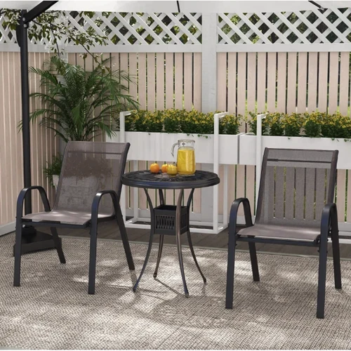 Комплект садовых стульев Costway Patio с подлокотниками серый 2 шт (5900779837670)