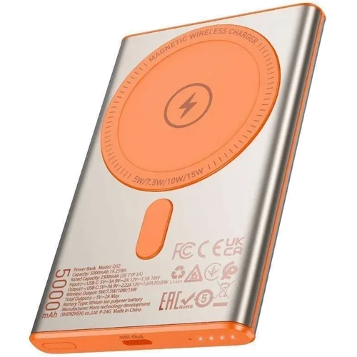 Зовнішній акумулятор Hoco Power Bank 5000mAh Q32 Bird Wireless Magnetic 20W Titanium gold