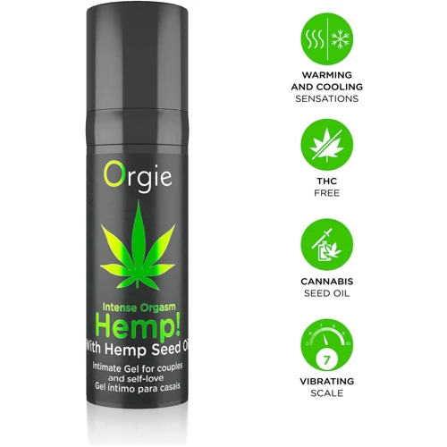 Возбуждающий гель для пар Orgie Hemp! Intense Orgasm, 15 мл, тепло-холод, эффект сильной вибрации