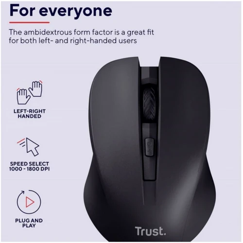 Мышь Trust Mydo Silent Black (25084): Максимальное разрешение сенсора, dpi 1800