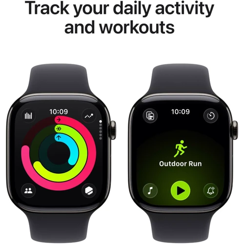 Apple Watch Series 11 GPS + Cellular 46mm Slate Titanium Case with Black Sport Band - S/M (MFD14)