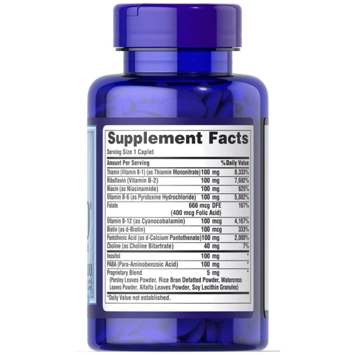 Puritan's Pride Vitamin B-100 Complex 100 coated caplets Витамин B-100 комплекс: Тип Витамин B