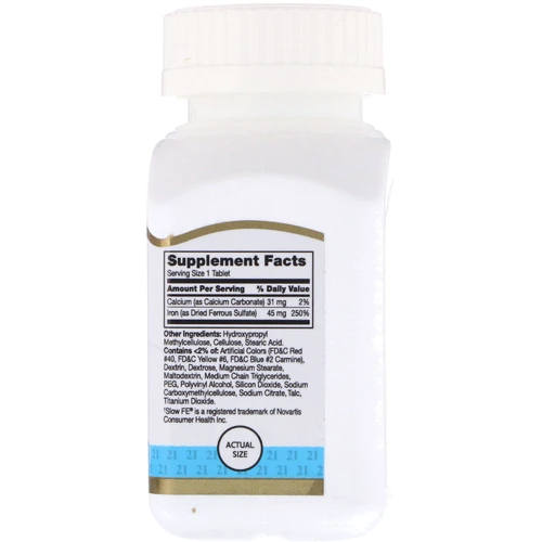 21st Century Slow Release Iron (45 mg) 60 Tablets: Тип Железо