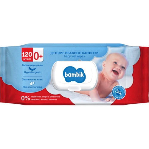 Дитячі вологі серветки Bambik із вівсяним молочком 120 шт. (43406100)