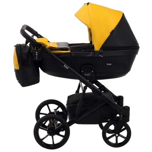 Коляска 2 в 1 Bair Kiwi кожа 100% BK-63/15 желтый - черный фото 9