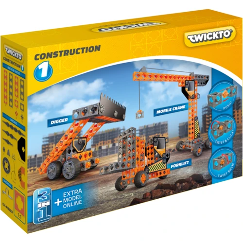 Конструктор TWICKTO Constr #1 КРАН, ПОГРУЗЧИК, ЭКСКАВАТОР, 134 детали