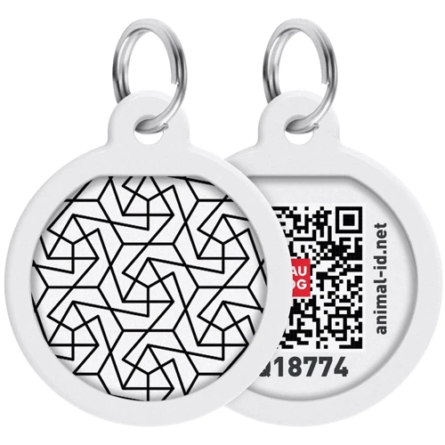 Адресник металлический WAUDOG Smart ID c QR паспортом, рисунок Геометрия 30 мм (230-0202)