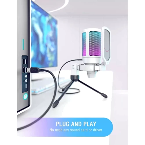 Микрофон Fifine RGB AMPLIGAME A6VW White: Разъем USB