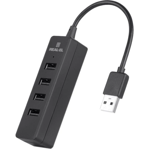 Адаптер REAL-EL Adapter USB to 4xUSB2.0 HQ-154 Black (EL123110007)