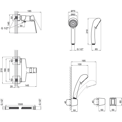 Q-tap Letel 4053104C: Вид монтажа Настенный