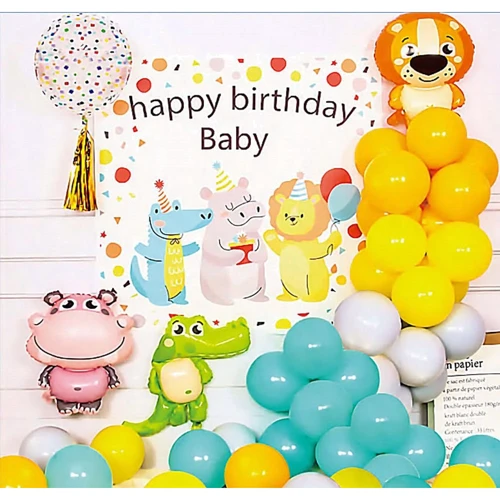 Украшение помещений Фотозона из воздушных шаров T-9028 Happy birthday Baby Зверята