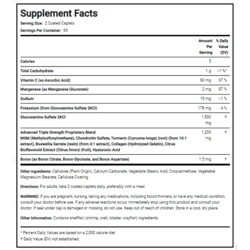 Piping Rock Glucosamine Chondroitin MSM turmeric Глюкозамін Хондроїтин МСМ 180 каплет: Тип Комплексные