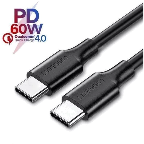 Кабель UGREEN USB-C to USB-C US286 3A 60W 2m Black фото 3