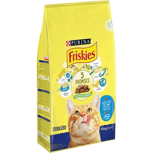 Сухой корм Friskies для стерилизованных кошек и кастрированных котов с лососем и овощами 10 кг (7613033205064)
