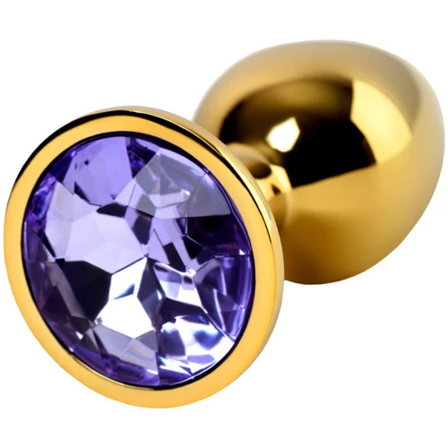 Анальная пробка с кристаллом Metal By Toyfa Gold anal plug amethyst
