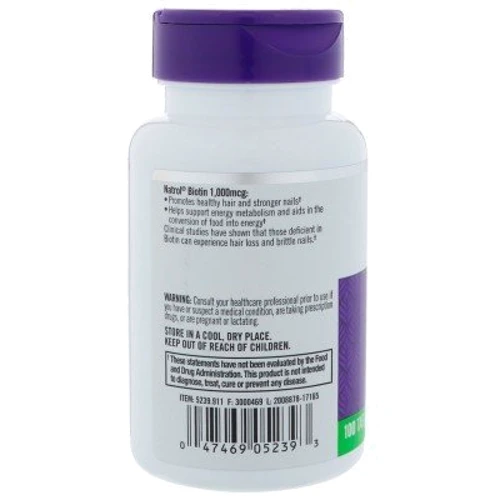 Natrol Biotin 1000 mcg 100 Tabs Биотин: Форма выпуска Таблетки