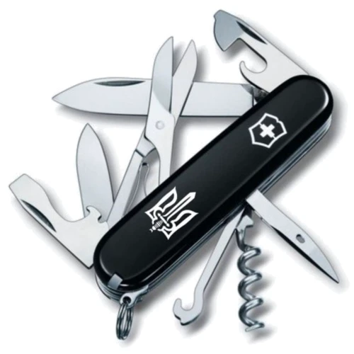Мультитул Victorinox Climber Ukraine 91мм/14 функцій/чорний/Трезубець ОУН білий (1.3703.3_T0300u)