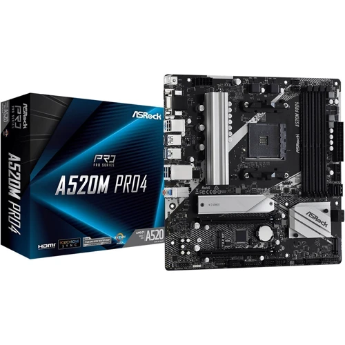 ASRock A520M PRO4: Оперативна пам'ять 4xDDR4 4733+ МГц, до 128 ГБ