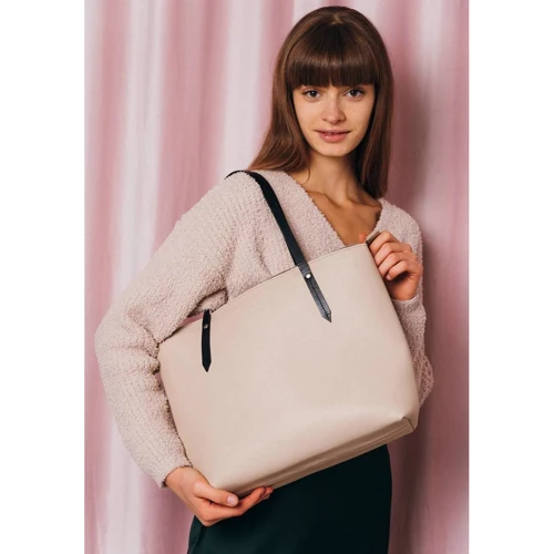 Женская сумка шоппер The Wings Walker Mini светло-бежевая (TW-Walker-beige-flo): Фактура Матовая, Зернистая