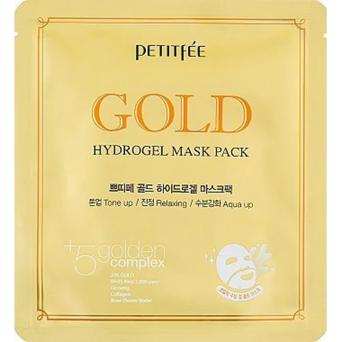 

Petitfee Gold Hydrogel Mask Pack +5 golden complex Гидрогелевая маска для лица с золотым комплексом +5 32 g