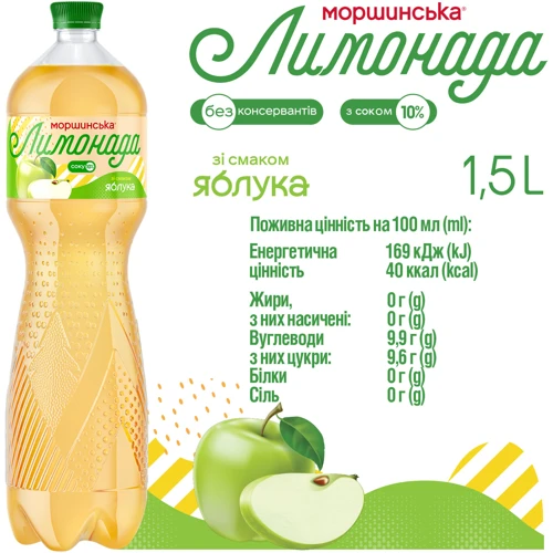 Напиток соковый Моршинська Лимонада со вкусом яблока 6х1.5 л (DS48200170028996) фото 6