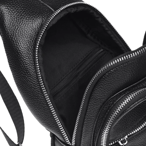 Чоловіча сумка-слінг Borsa Leather чорна (K15060-black): Стиль Повсякденний (Casual)