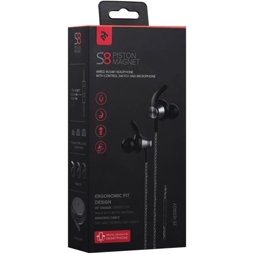 Наушники 2E S8 Piston Magnet Mic Grey (2E-IES8GY): Тип конструкции вакуумные