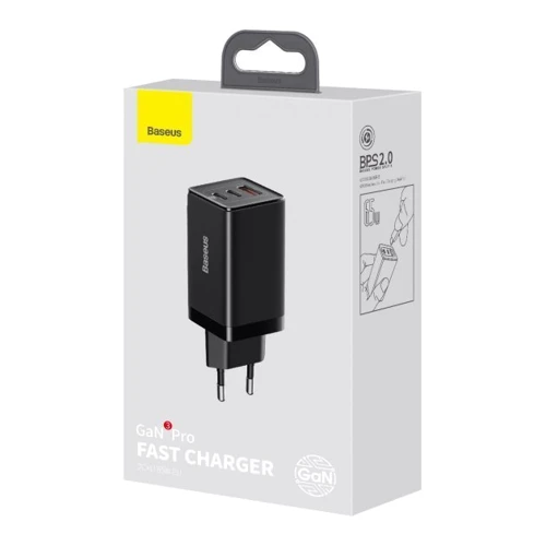 Зарядное устройство Baseus Wall Charger GaN3 Pro 2xUSB-C+USB 65W with USB-C Cable Black (CCGP050101) фото 6