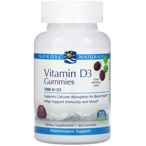 Nordic Naturals Vitamin D3 Вітамін D3 1000 МО лісова ягода 60 жувальних таблеток
