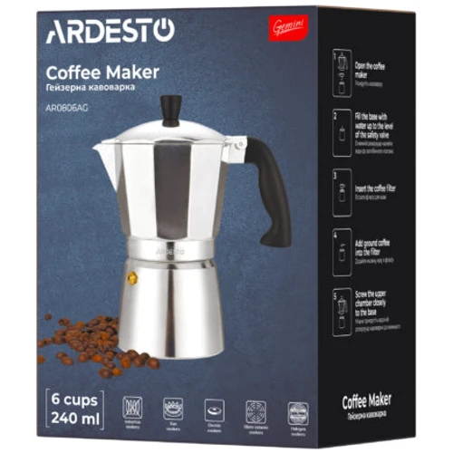 Гейзерная кофеварка Ardesto Gemini Cremona 240 мл 6 чашек (AR0806AG) фото 9