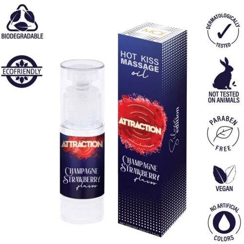 Съедобное массажное масло MAI Attraction Champagne Strawberry Hot Kiss (50 мл)
