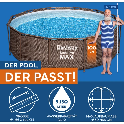 Бассейн Bestway каркасный 366-100 см (56709) (фильтр-насос, лестница, в коробке) фото 3