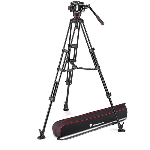 Manfrotto 504X Fluid Video Head & MVTTWINMA Aluminum Tripod with Mid-Level Spreader