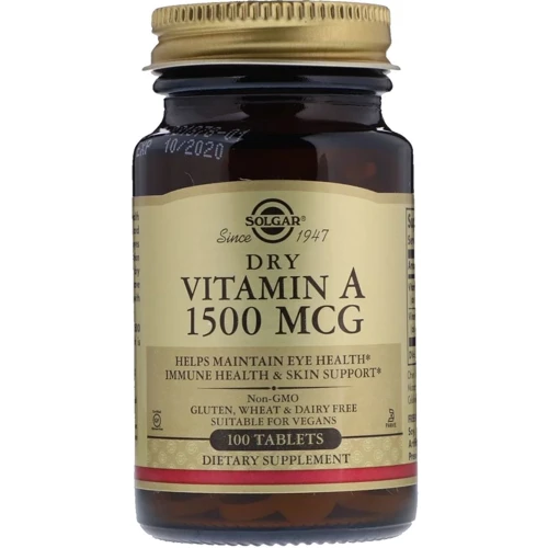 Solgar Dry Vitamin A, 1500 IU, 100 Tab Сухой витамин А